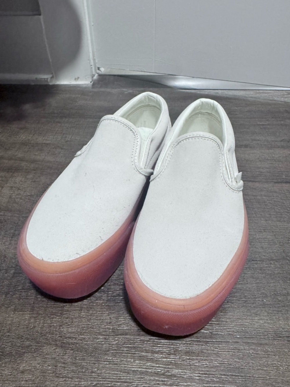 Vans Slip-On Sneakers White Canvas with Pink Gradient Sole